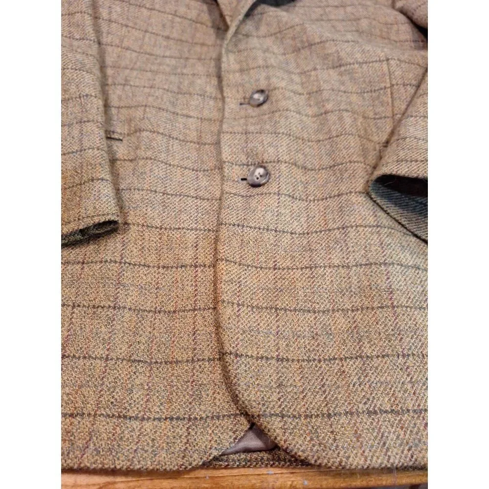 Custom Made Wool Tweed Blazer Bates‎ & Thigpen 2 Button 44R